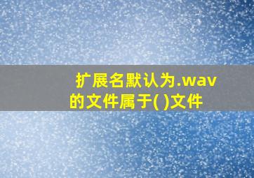 扩展名默认为.wav的文件属于( )文件